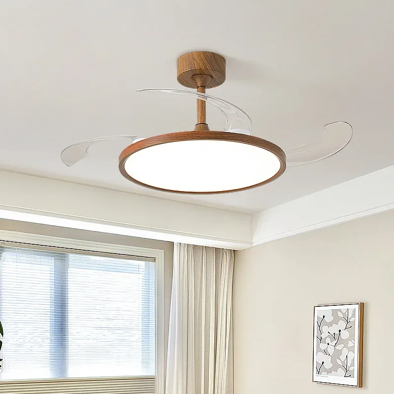 Fan light restaurant chandelier eye protection full spectrum simple bedroom invisible integrated electric wind ceiling fan light