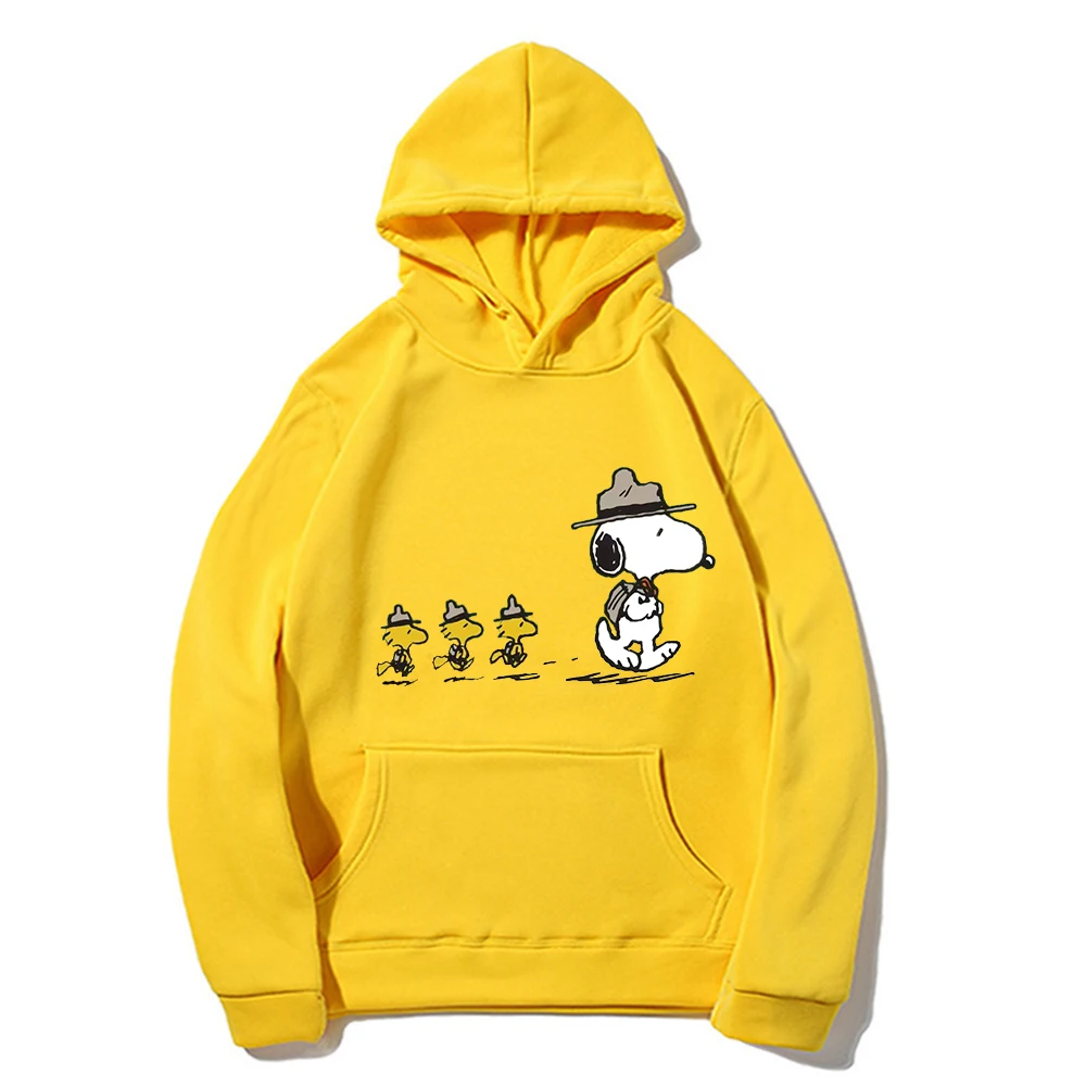 Snoopy Cartoon Anime Women\'s Hoodie 2024 Spring and Autumn New Men\'s Hoodie Casual Khaki Sports Couple Sweatshirt