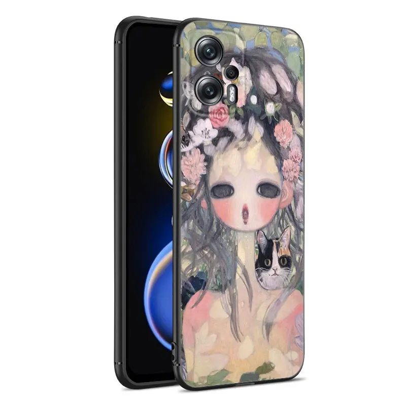 Aya Takano Art Black Silicone Phone Case For Xiaomi POCO X3 X4 NFC F4 GT F5 F6 M4 M6 X5 X6 NEO Pro 5G M5