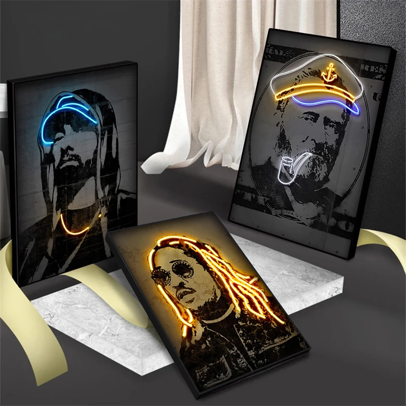 Music Album Poster Aesthetic Rapper Neon Drake Big 2pac Music Hip Hop Artist Decoration Canvas Print Wall Art Room Decor Cafe