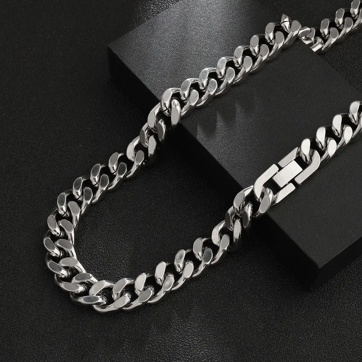 High Quality Full Polishing Stainless Steel 11mm Four Sides Encryption Cuba Necklaces Basic Link Chain For DIY Jewelry Gifts