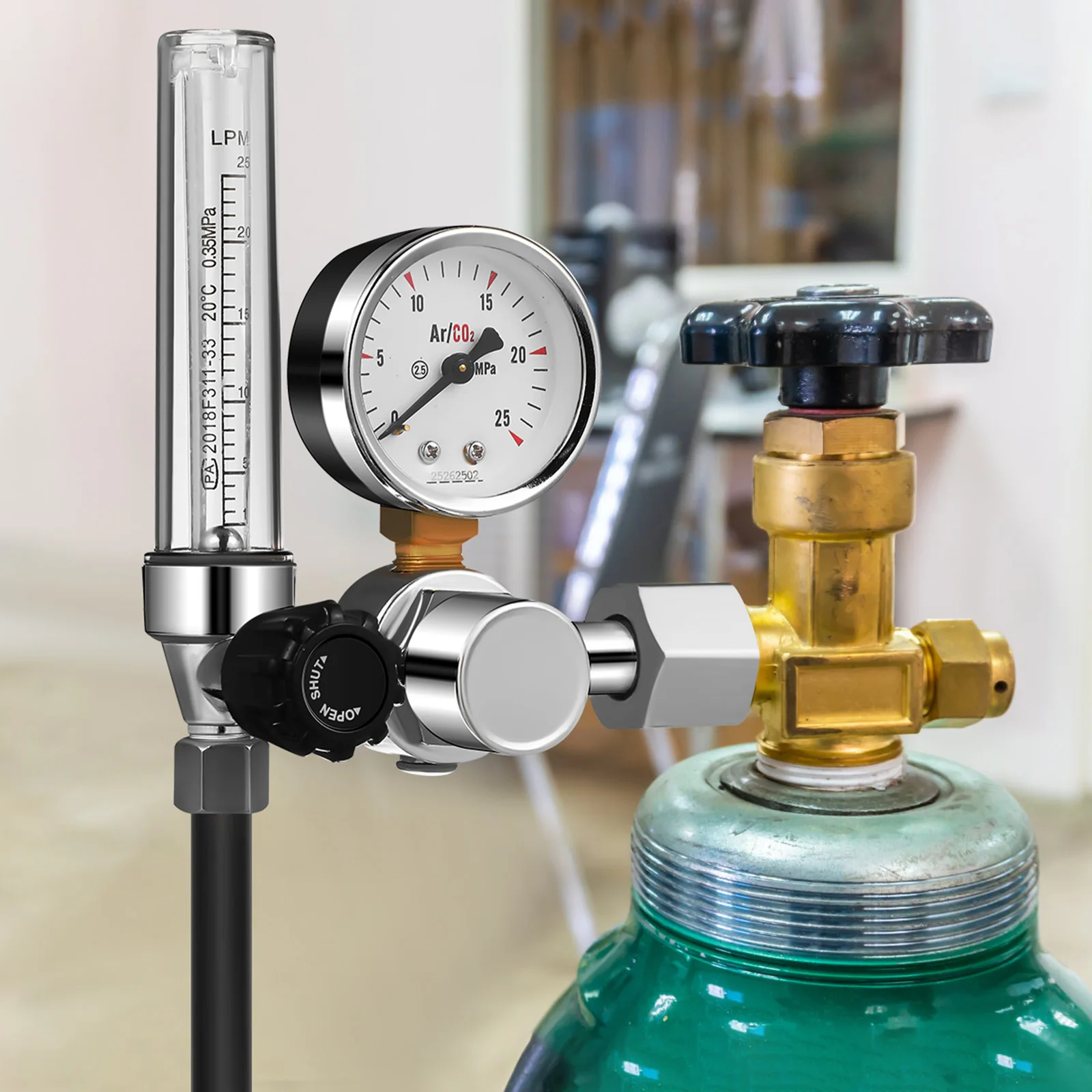 منظم الأرجون لقياس التدفق - مخفض الضغط عالي الأداء لزجاجة الغاز - منظم ثاني أكسيد الكربون الموثوق به للمعادن الصناعية #1
