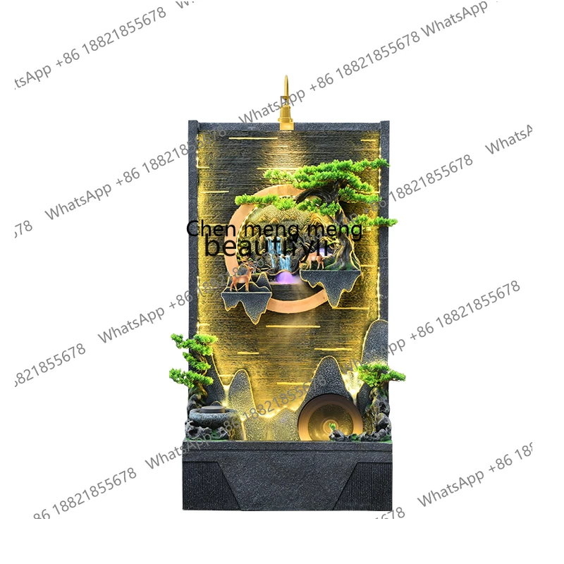 Water Curtain Wall Water Screen Rockery Fountain Living Room Entrance Circulating Water  Floor-Standing Decorations Decoration