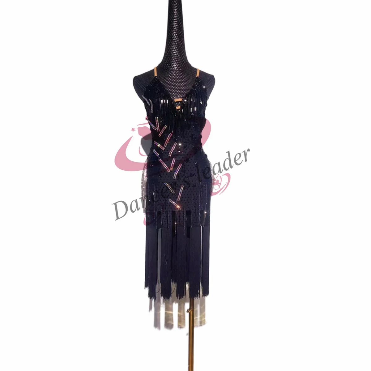 Vestido de baile latino de gama alta, borla hecha a mano personalizada con vestido de diamantes, ropa profesional de escenario Cha Tango