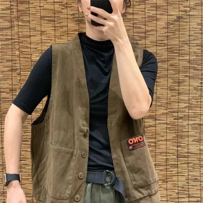 

Vest Women Jackets 2022 Autumn New Harajuku Single-Breasted Loose Casual Chaleco Mujer Vintage Pocket Cardigan Gilet Femme