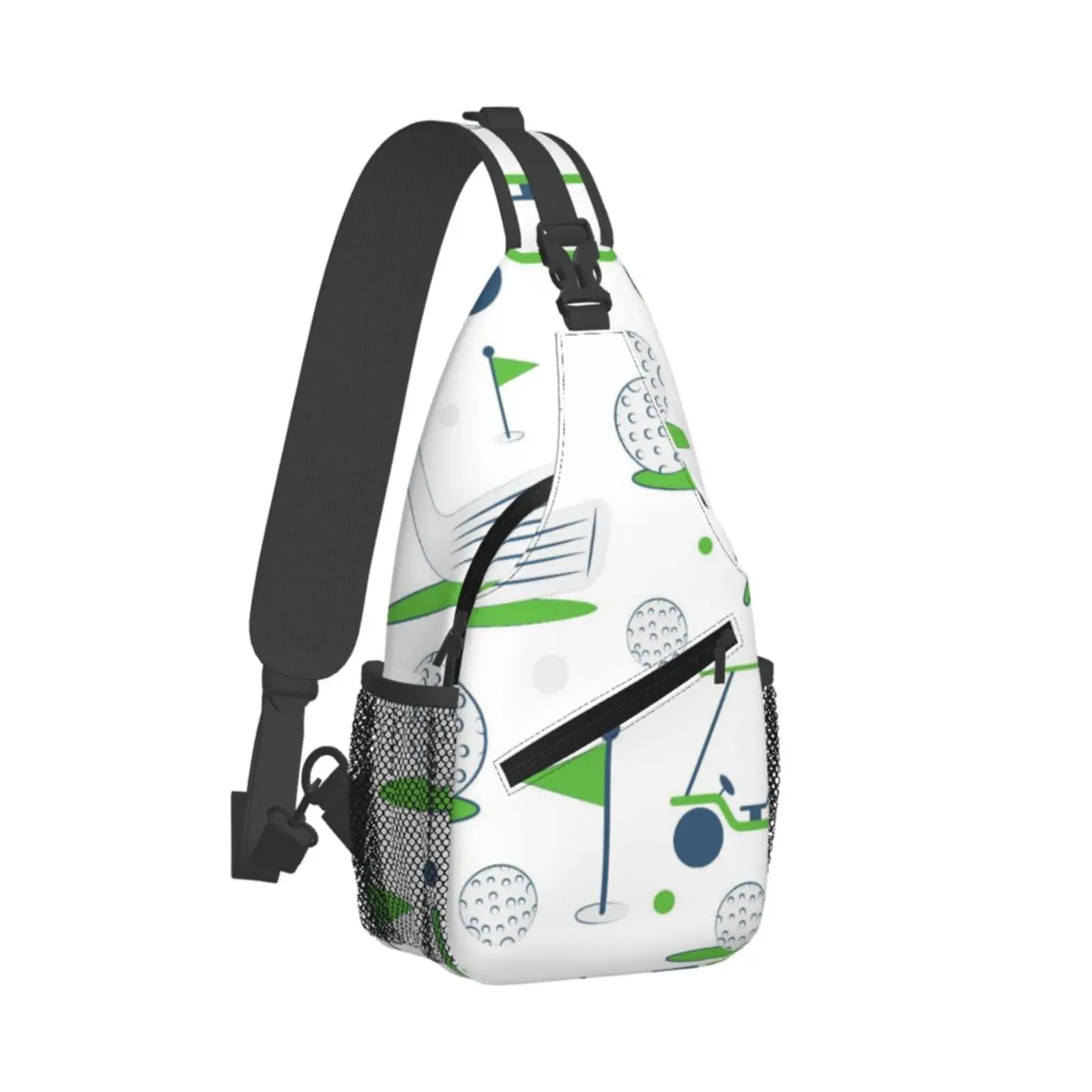 Golf Enthusiast Sports Pattern Sling Backpack Chest Bag Waterproof Crossbody Travel Hiking Daypack for Women Men Shoulder Bag