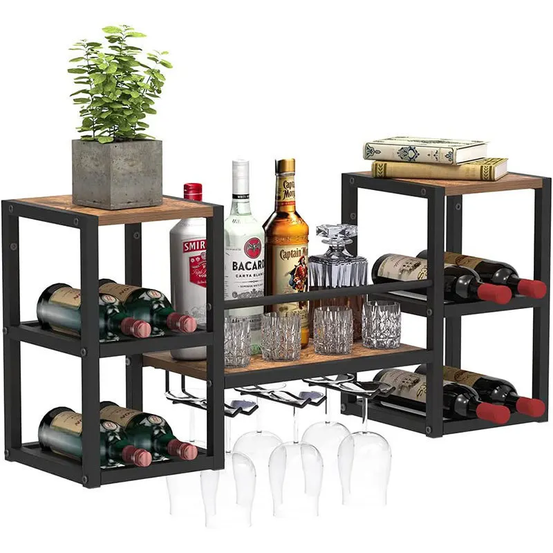 Simple Wall Mounted Wine Bottle Rack Multifunctional Wine Rack Family Bar Restaurant Kitchen Hanging Goblet Rack