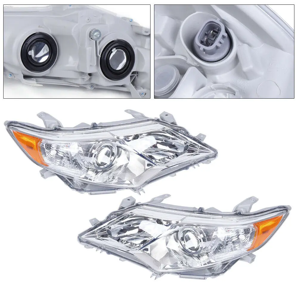 For 12-14 Toyota Camry LED DRL Strip Projector Headlights Headlamps Left + Right