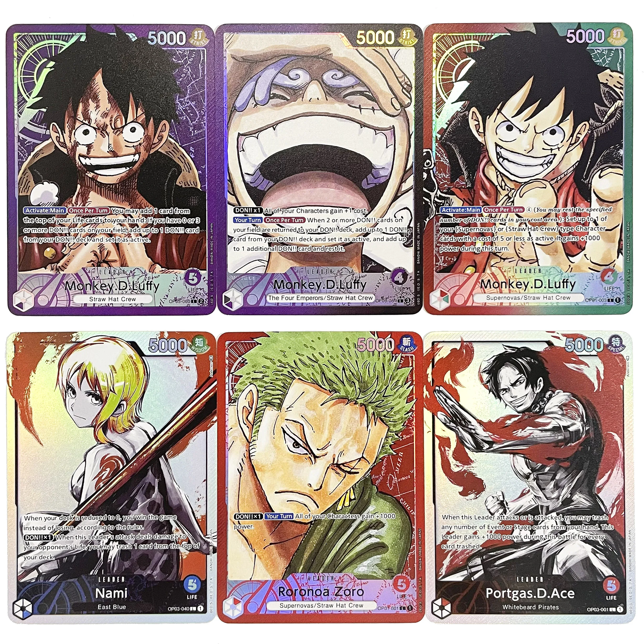 

Proxy Anime One Piece OTCG Leader Card Zoro Law Luffy Sanji Zephyr Ace Nami Sabo Perona ONE PIECE Board Game Battle Game Card