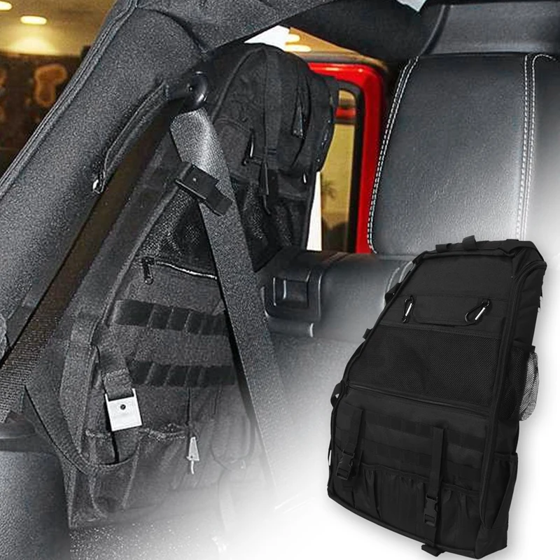 Roll Bar Storage Bag Cage For 2007-2019 Jeep Wrangler Jk Rubicon 4-Door With Multi-Pockets & Organizers & Cargo Bag Saddlebag To