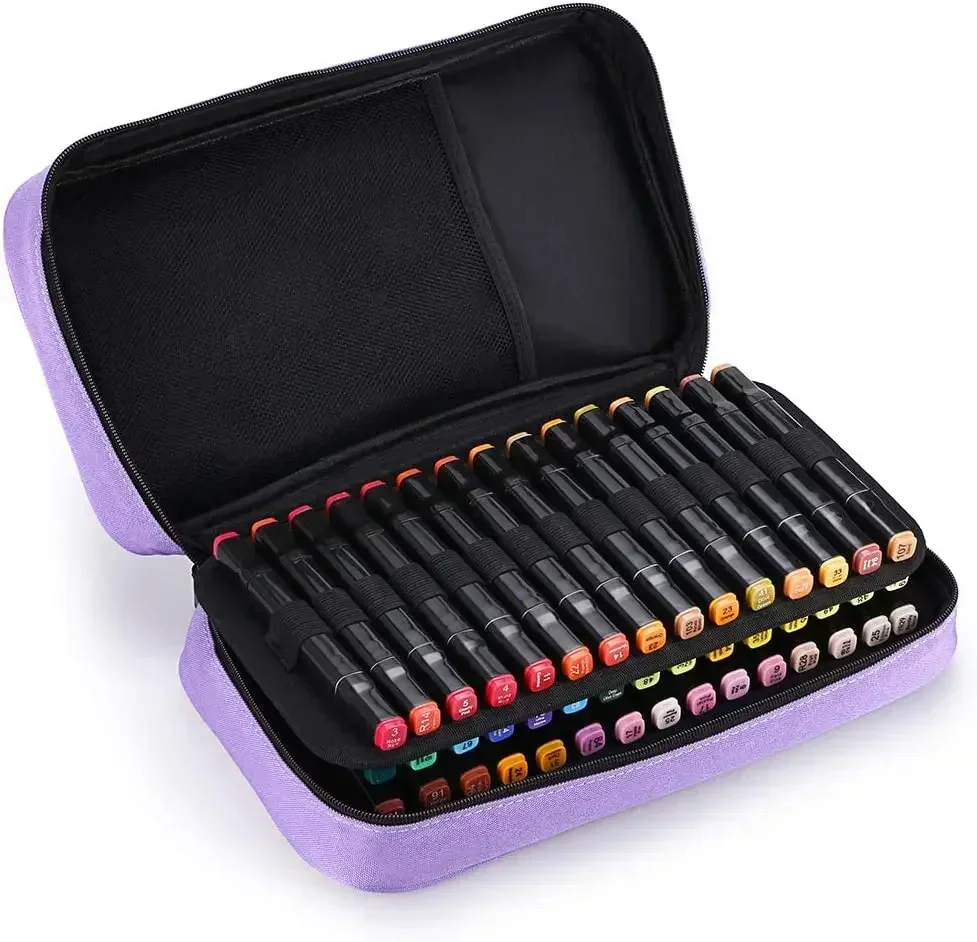 Noir Sharpie Canvas Storage Case Marke Markers Carrying Organizer-60 Marker Spectrum Touch for Paint Zippered Art Slots Lipstick