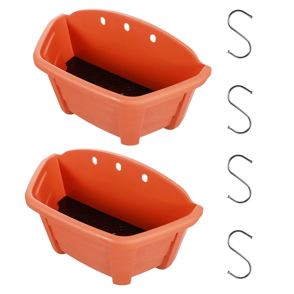 

Wall Mounted Semicircle Flower Pot 2 Sets Plastic Garden Balcony Hanging Plant Holder Sturdy Durable Space Saving Gift