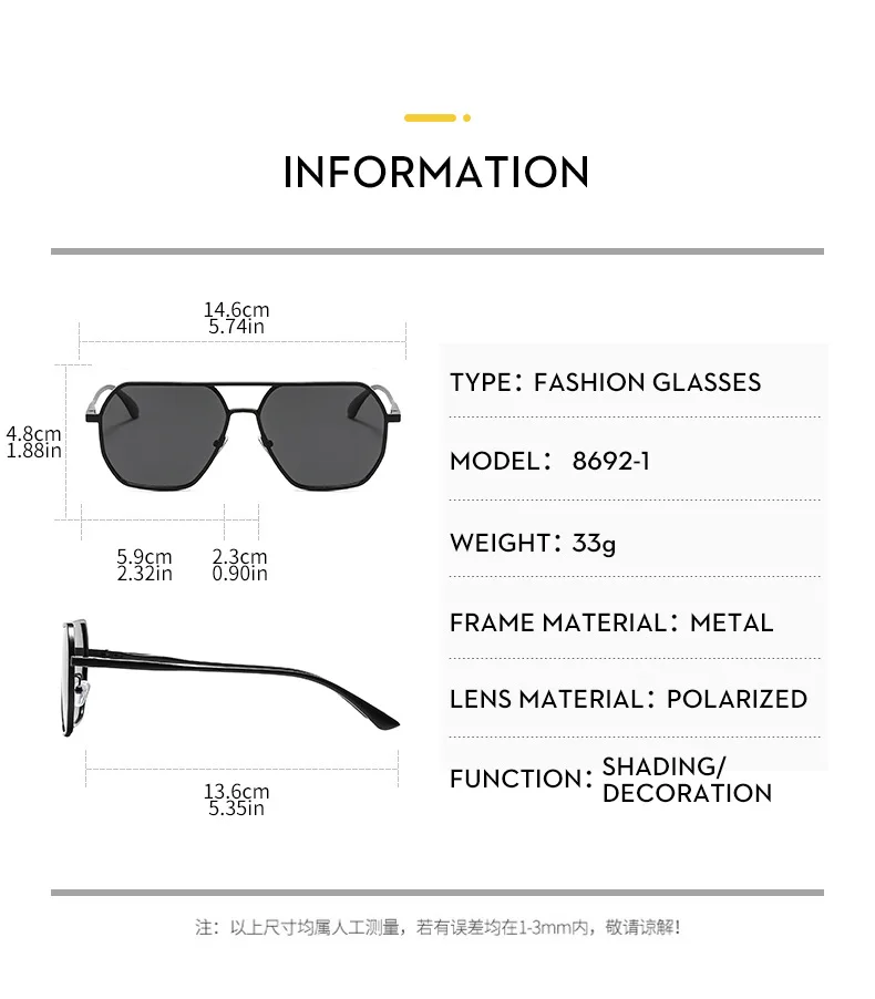 Neue Fashion Square Polarisierte Sonnenbrille Für Frauen Männer Retro Metall Rahmen Sonnenbrille Hohe Qualität Shades UV400 Brillen – Detail 4