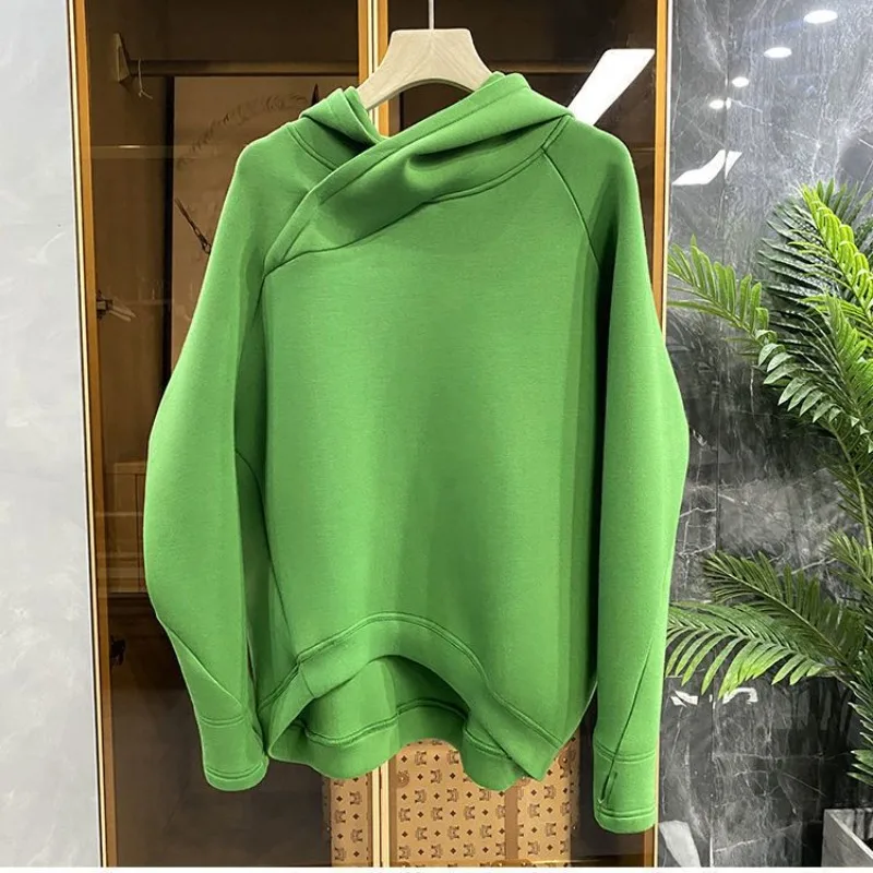 Green Tops Plain Cropped Sport Sweatshirts for Women Hoodies Female Clothes Hooded Korean Fashion Y 2k Vintage E Trend Designer