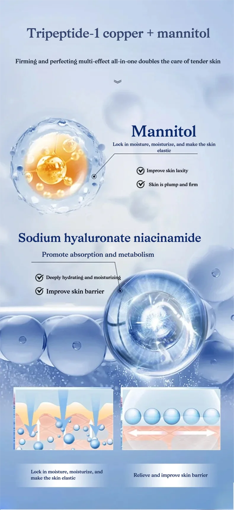 Blaues Kupfer Gefriergetrocknetes Pulver Ampullen-Serum Reparatur Barriere Straffend Feuchtigkeitsspendend Verjüngend Haut-Booster-Serum-Set – Detail 4