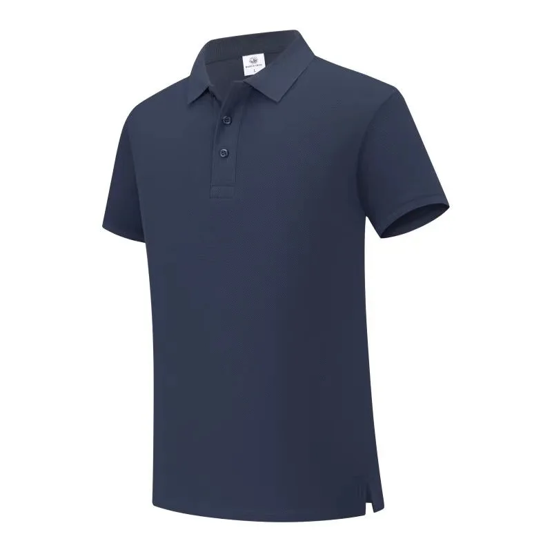 

LH045 Solid color POLO shirt work clothes printing lapel short-sleeved T-shirt men's formal shirt