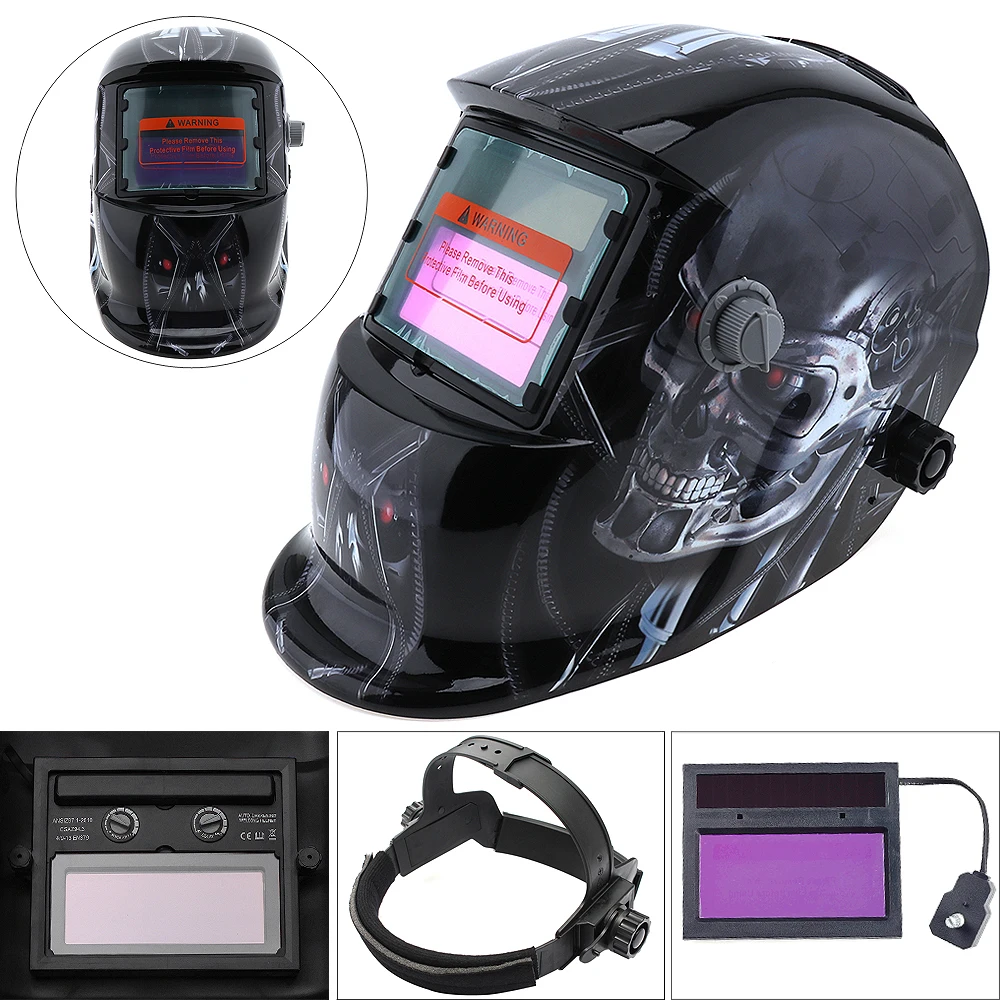 Solar Automatic Welding Helmet Auto Darkening Electrical Weld Mask Head-Mounted Goggles Light Filter Protective Welding Cap