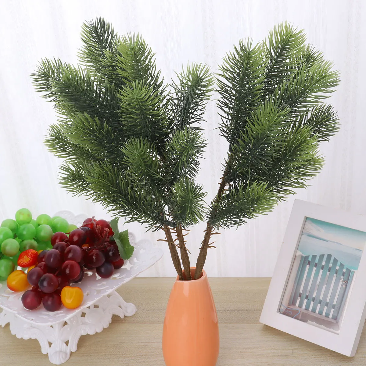 

3pcs Artificial Leaves Decor Green Leaf Branch For Home Office Cafe Christmas Party Indoor Outdoor Use Simulation Plant Xmas