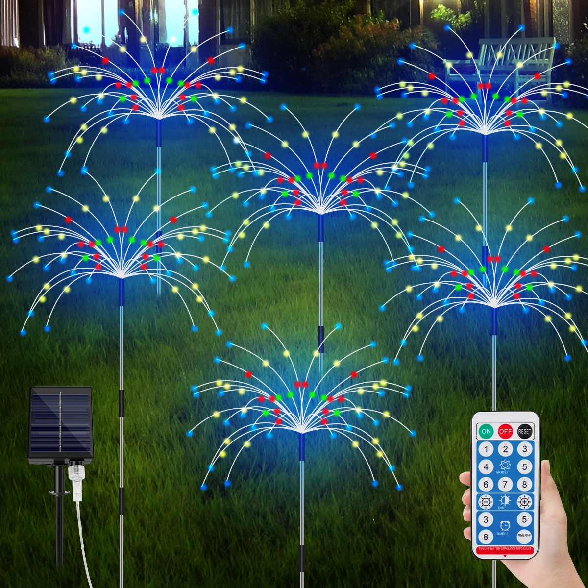 

120LED Solar Fireworks Lights Outdoor Waterproof Solar Garden Lawn Flower Fairy Lights for Terrace Garden Decoration