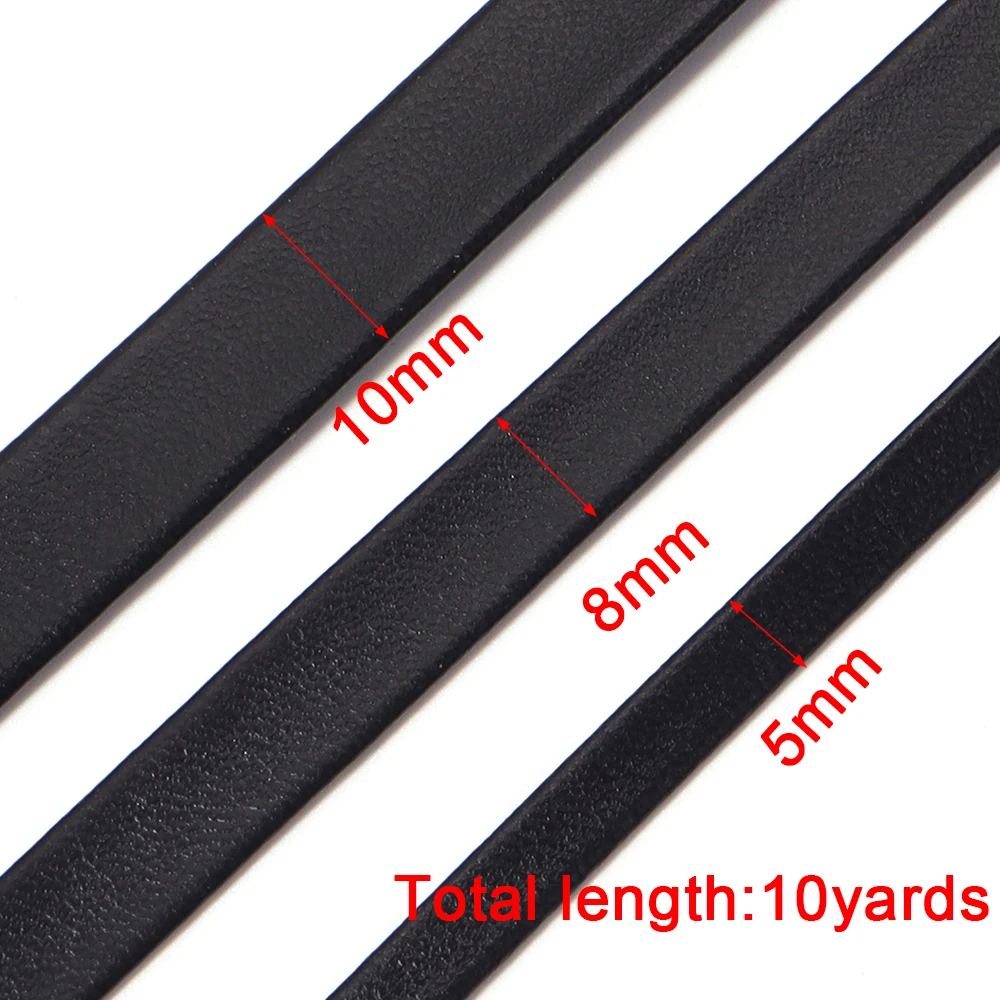 10 yardas/lote, cordón plano de cuero PU suave de 5, 8, 10 mm para bordes de bolsos, cuerda, decoración de ropa DIY, lazos, materiales trenzados