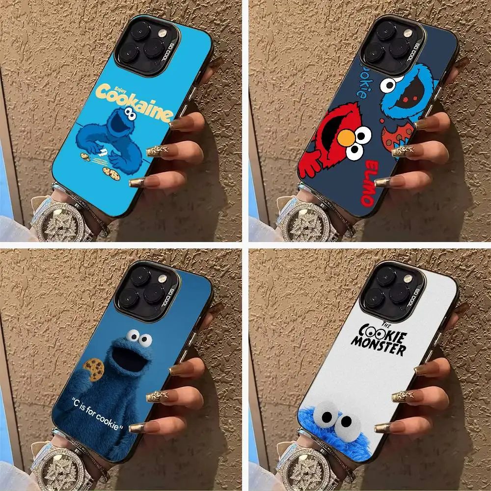 

C-Cookie- Monster F-Funny Phone Case For IPhone17 16 11 12 13 14 15 16 Pro Max Plus Cover Colored Silver Funda Bumber