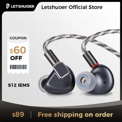 LETSHUOER S12 Hifi Earphones 14.8mm Planar Magnetic Driver Wired In-ear Monitors Gaming Earbuds Planar Headphones