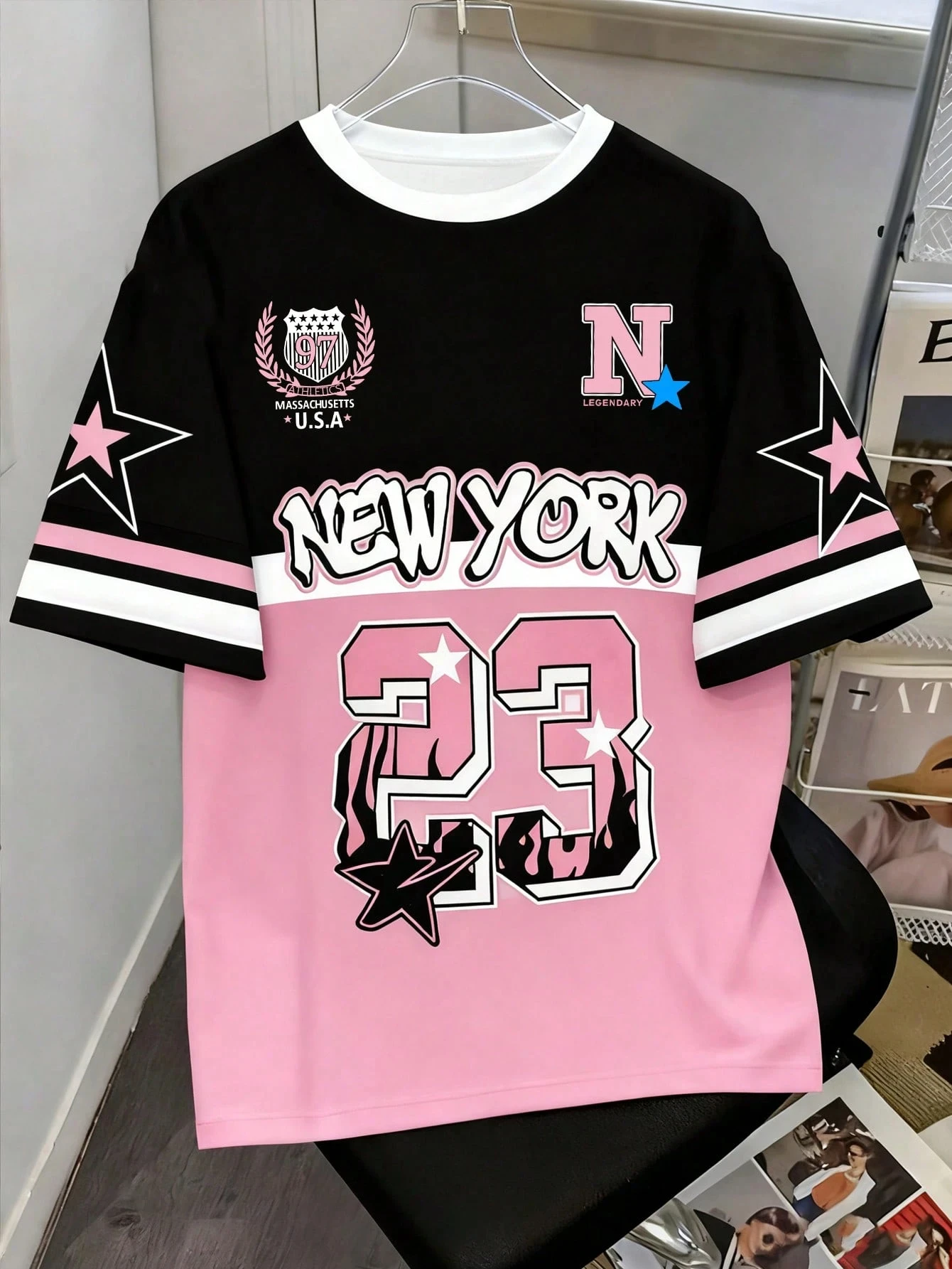 

INAWLY Women's Round Neck Printed Jersey T-Shirt - Round Neck Casual Top - Lightweight Jersey T-Shirt Suitable For All Seasons