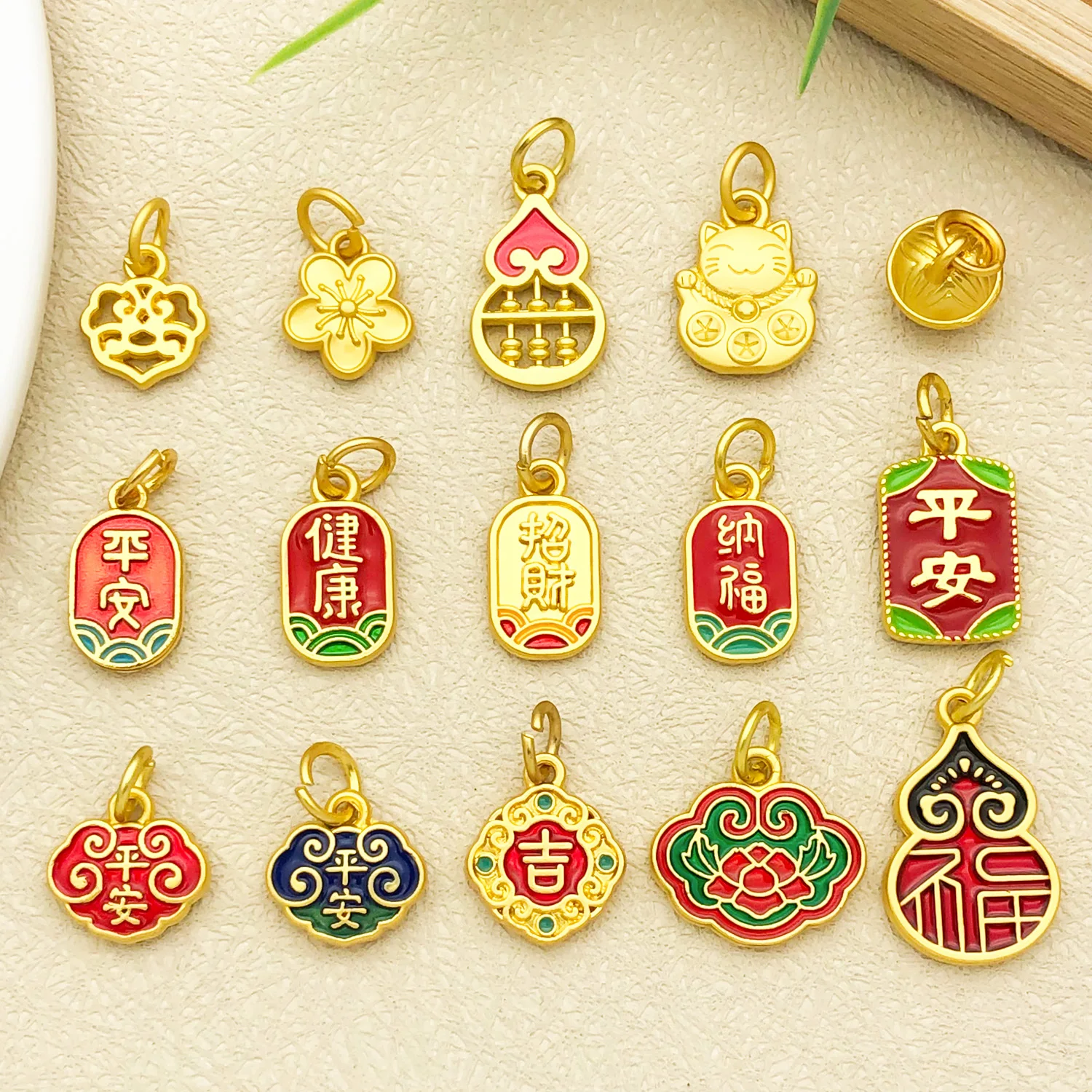 Mix 15pcs of Antique Matte Golden Chinese Style Series, DIY Necklaces, Earrings and Jewelry to Make Fashionable Accessories.