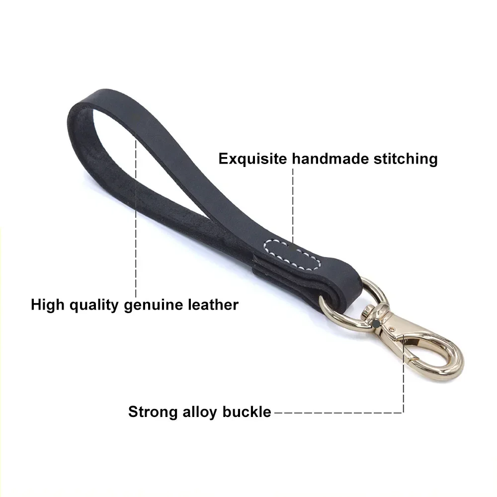 Real Leather Dog Leash 30/55cm Short Dog Leash Genuine Leather Traffic Lead for Medium Large Dogs Training and Walking 2cm Width