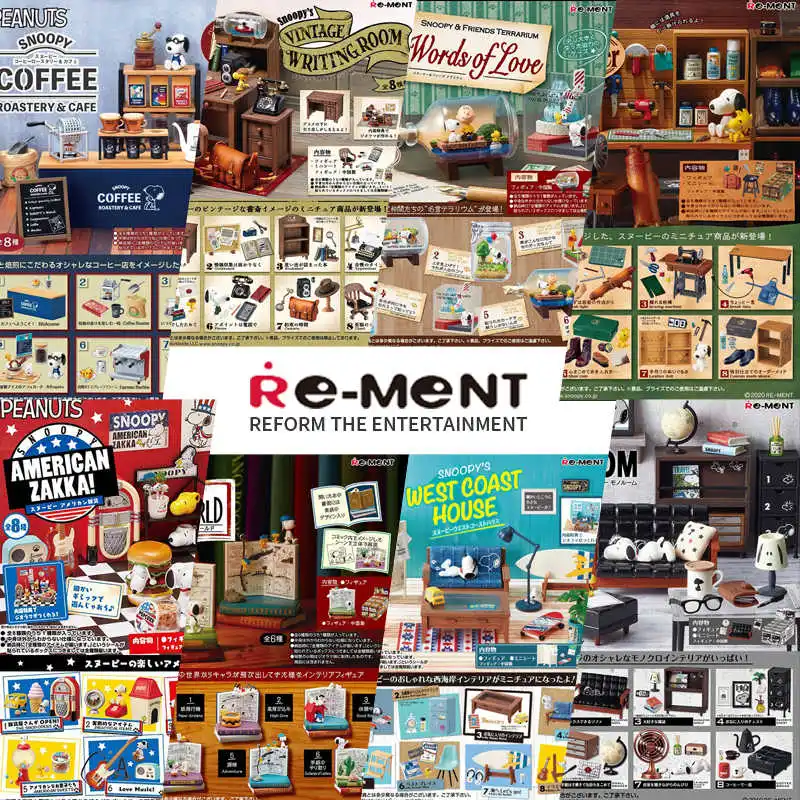 

Подлинная Re-Ment Snoopy, миниатюрная модель, кофейня, магазин продуктов в отеле, погода, пейзаж, бутылка, Коллекция слепых коробок Shokugan