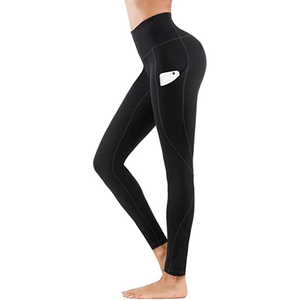 

Women's outdoor sports yoga pants high waist hip pants high elastic slimming fitness pants side pocket design