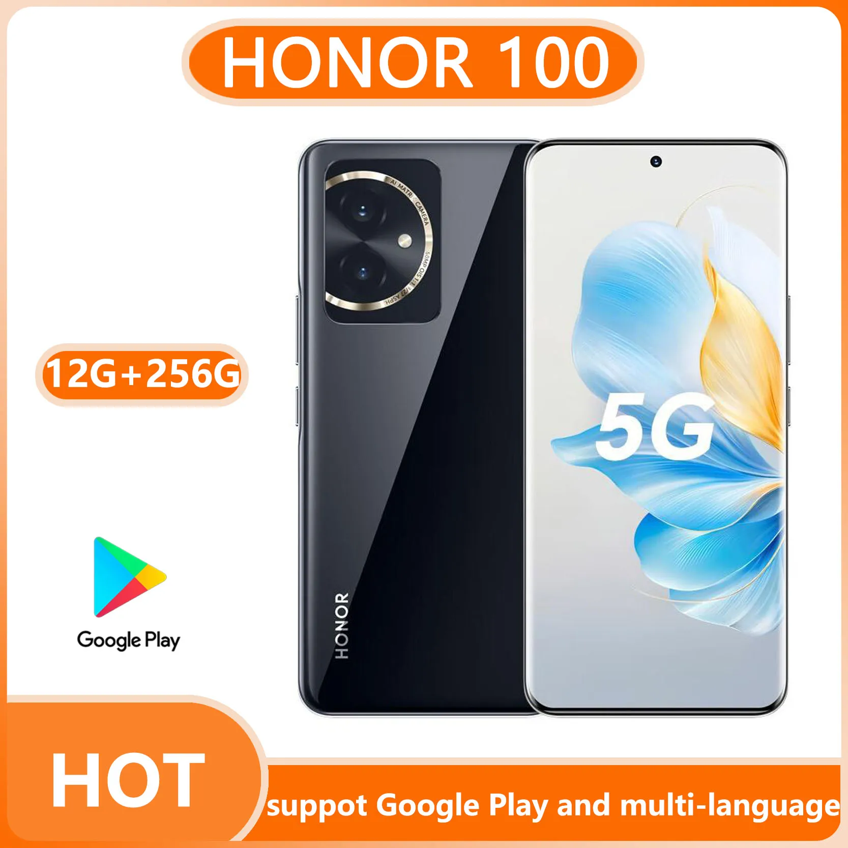 New HONOR 100 5G Phone Google Play Store 6.7'' OLED Curved Screen Snapdragon 7 Gen3 Octa Core 50MP Triple Cameras 100W