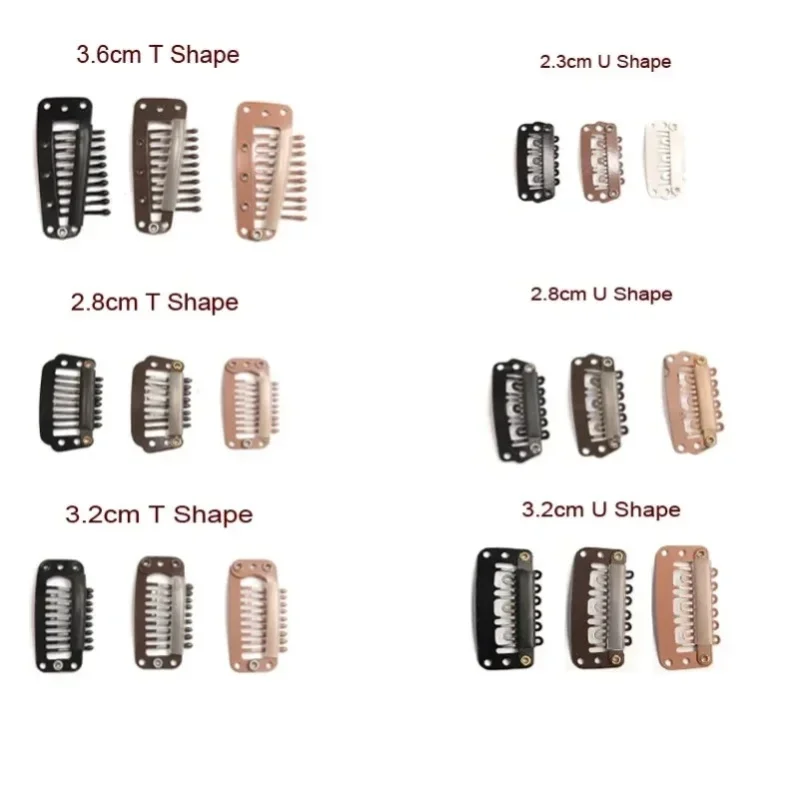 20 Stück Clip-in-Haarverlängerungsclips für Echthaar-Pony, Schnappclips für Extensions, Metallkamm für Verschlüsse