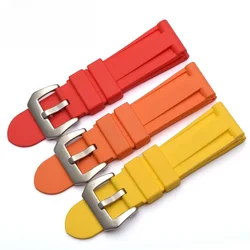 For Panerai 24mm Natural Rubber Replace Watch Strap Pam111 Gift Tool Men Waterproof Soft Fillister Pure Colour Accessories