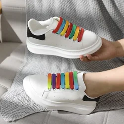 2 Pcs MCQ Black White Shoelaces Rainbow Shoelace Mc queen Sneaker Casual Shoes Laces Gradient 12MM Width Flat Shoe laces Strings