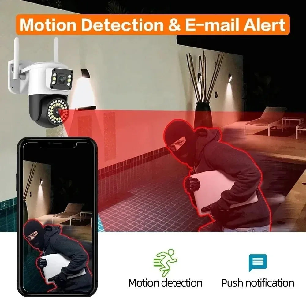 Yoosee 8MP WIFI IP Camera PTZ Dual Lens Dual Screen Auto Detection Full Color Night Vision Outdoor Security Surveillance Cameras