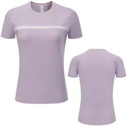 T-shirt de yoga à manches courtes pour femmes, séchage rapide, imprimé, sport, respirant, exercices, gymnastique, course à pied, élastique, grande taille, entraînement, nouveau t-shirt