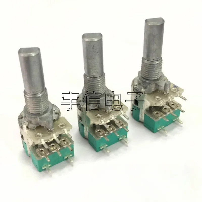 2PCS 12Type Double Potentiometer With Switch B10K Half Shaft 20MM Computer Power Amplifier Audio Rotary Potentiometer B103 8-Pin