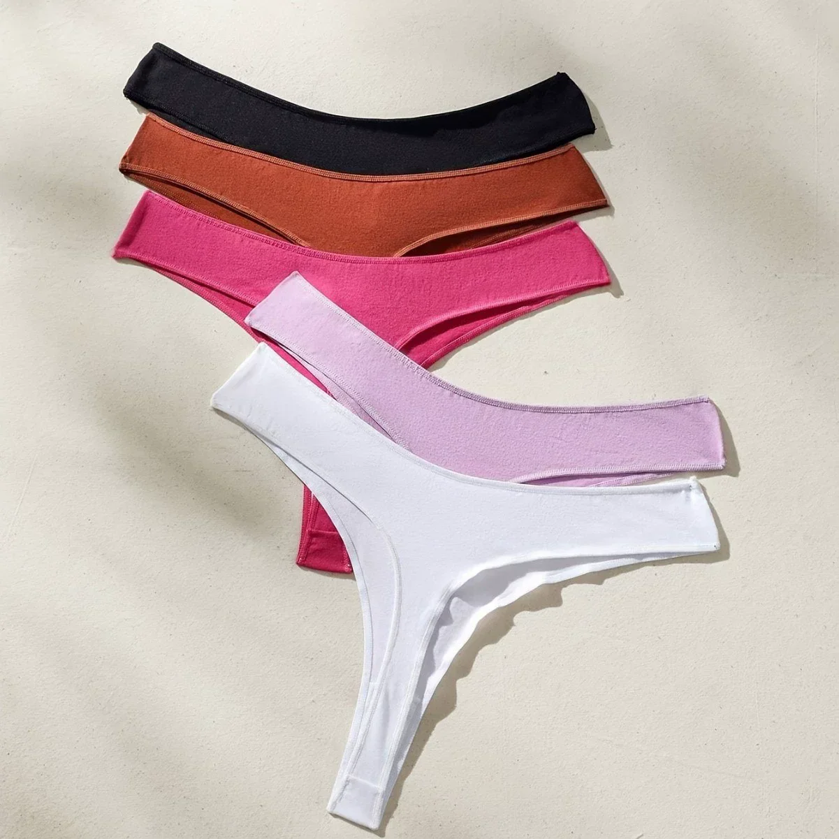 5-Piece Sexy Women's Thong Underwear Cotton Seamless Elastic Triangle Underwear Women's Personalized Casual Underwear