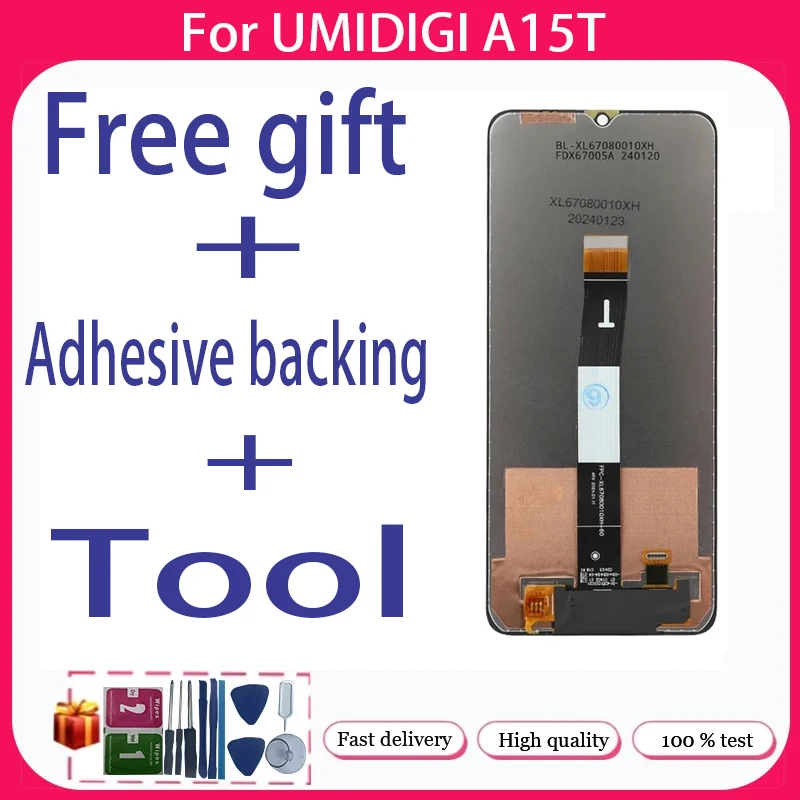 For UMIDIGI A15T + LCD Display + Touch Screen+With Frame+Free adhesive backing+Tool