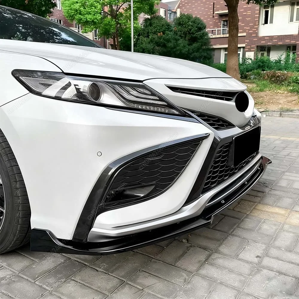 Car Front Bumper Spoiler Lip Splitter Diffuser Guard ABS Gloss Black Kits For Toyota Camry XV70 2021 To 2023 Sport Models Tuning