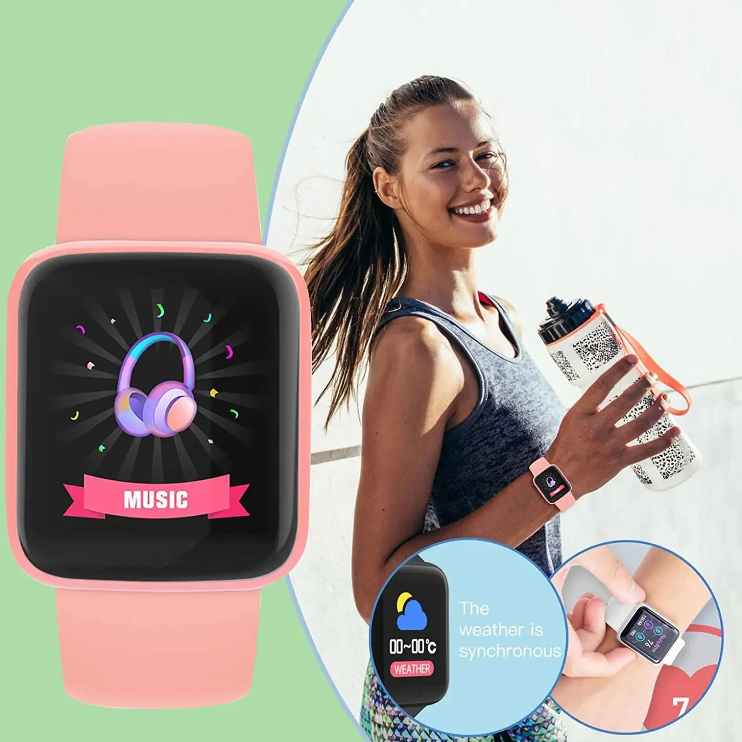 1.44-inch D20 Y68 smartwatch fitness bracelet tracker heart rate monitor Bluetooth pressure smartwatch IOS Android version