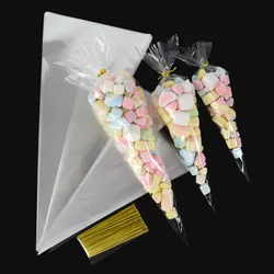 100PCS/Set Transparent Plastic Bag Cellophane Bags Cookie Plastic Packaging Bags for Cookies Treats Goodie Bags BZ02