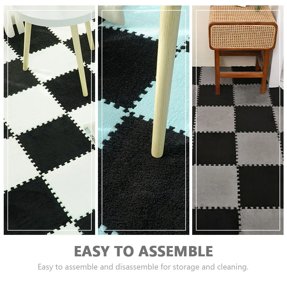 

6Pcs Foam Patchwork Floor Mats Black White Non-Slip Splicing Rug for Kids Play Baby Crawling Mat Household Nursery Mat