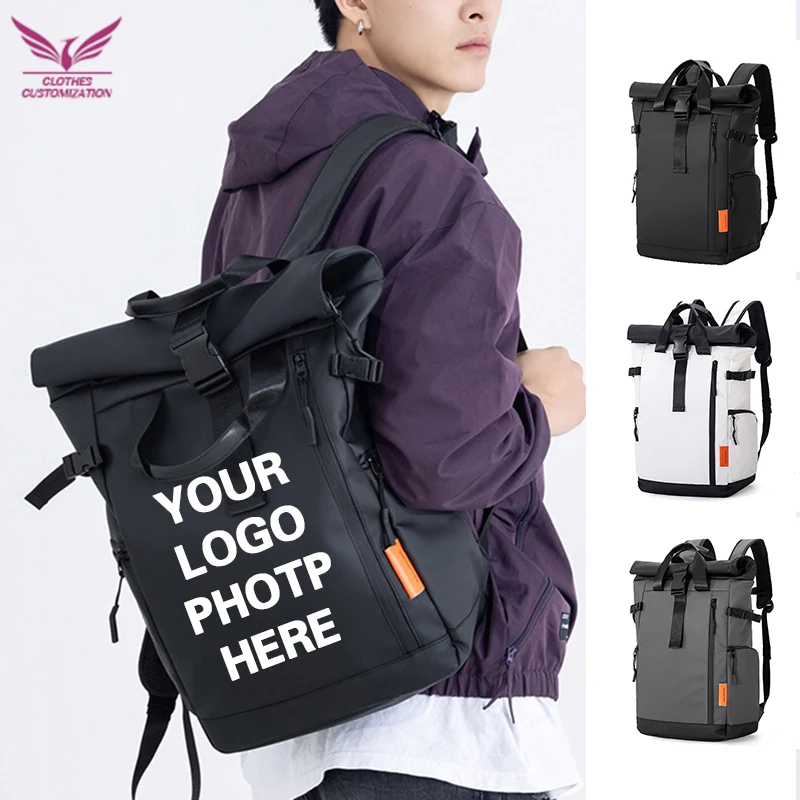 

Custom logo waterproof computer Backpack Large Capacity travel bag personality customization school backpack DIY photo