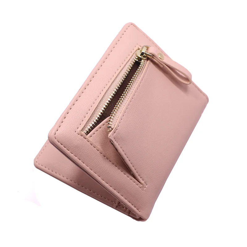 Women\'s simple letter bifold short wallet, thin solid color versatile credit card holder, casual and fashionable clutch