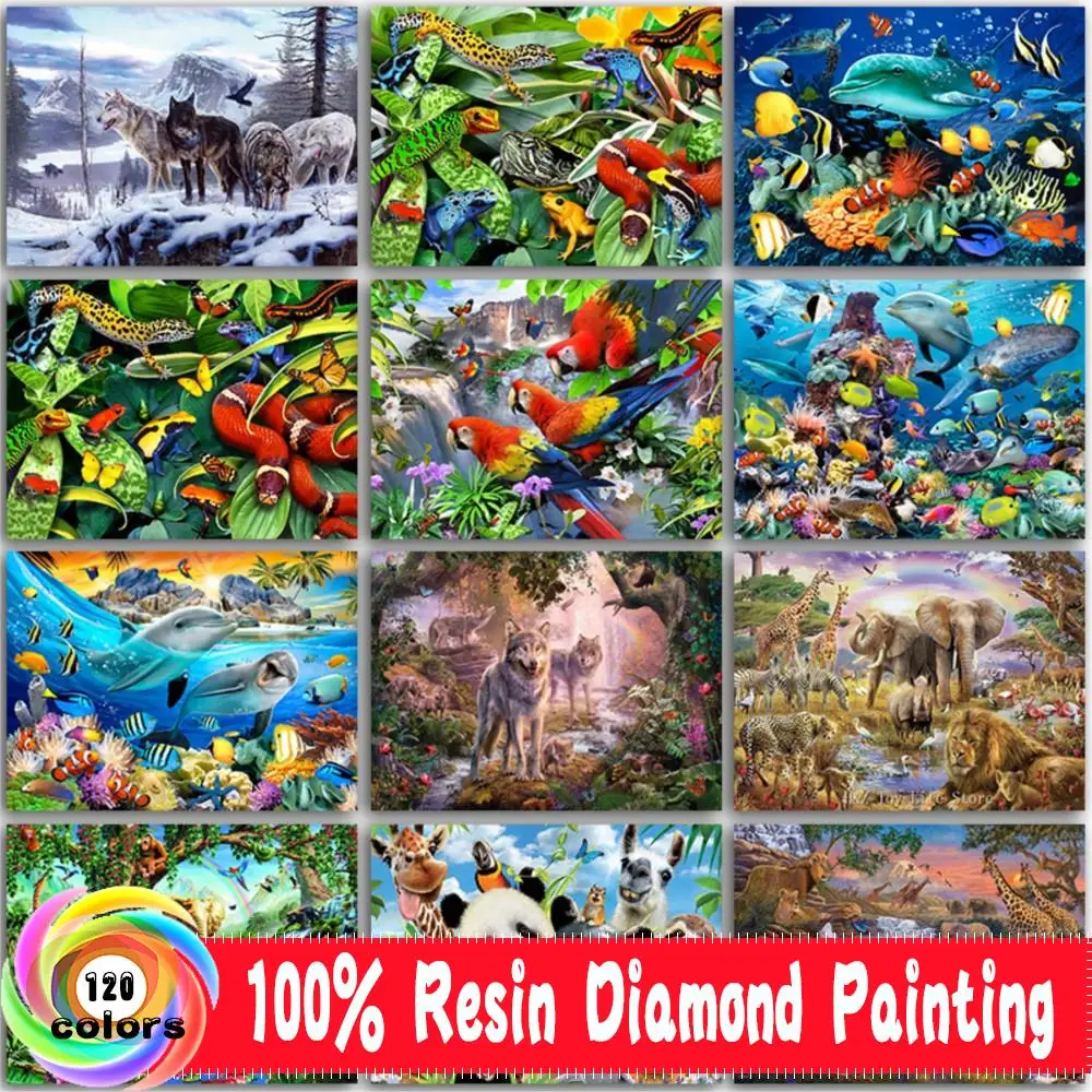 

5D DIY 120 Color Velvet Canvas Resin Diamond Painting Kit Animals Landscape Dolphin Wolf Diamond Mosaic Embroidery Cross Stitch