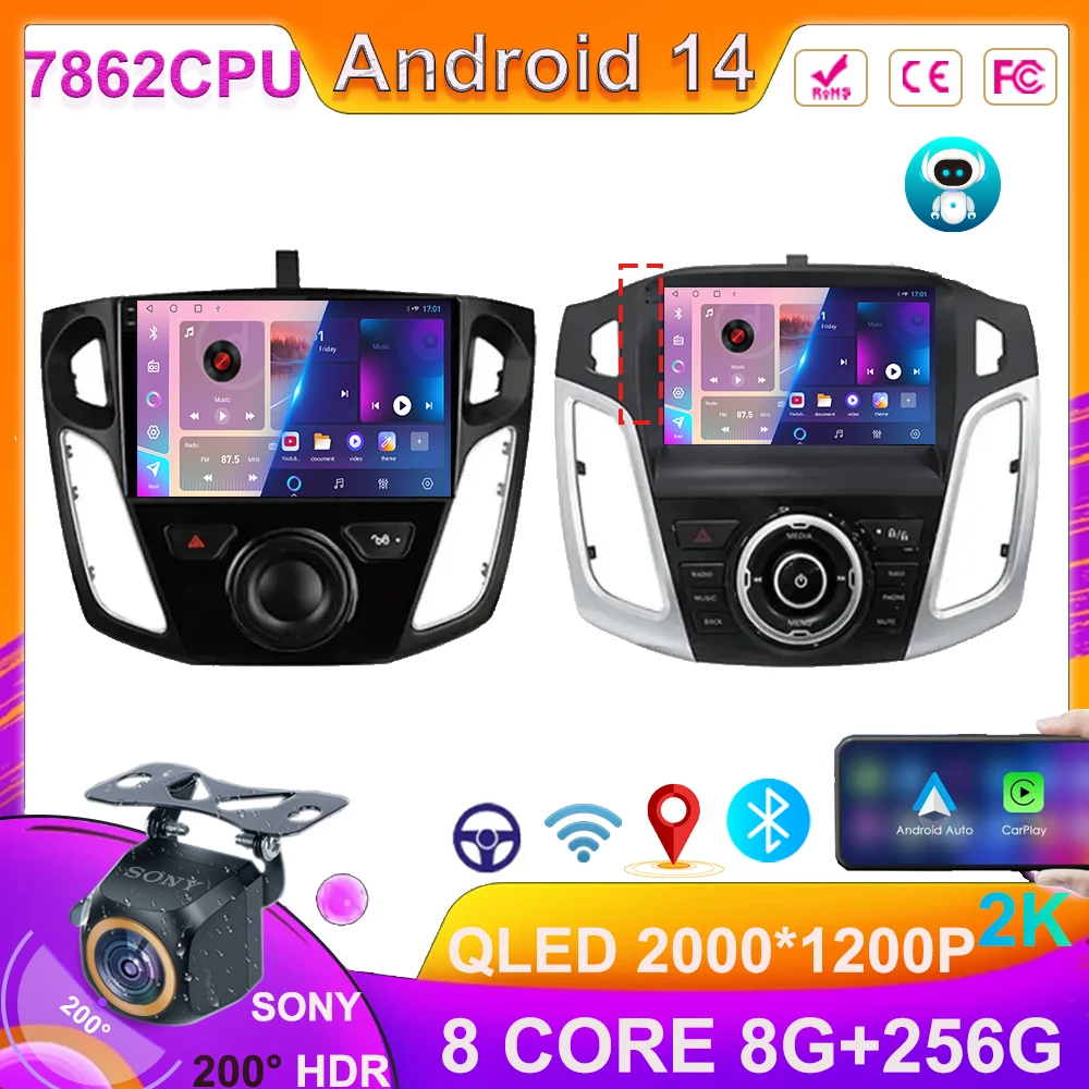 

Android 14 Carplay For Ford Focus 3 Mk 3 2011 -2019 Car Radio Multimedia Player autoradio lettore 2 Din GPS Stereo DVD Head Unit
