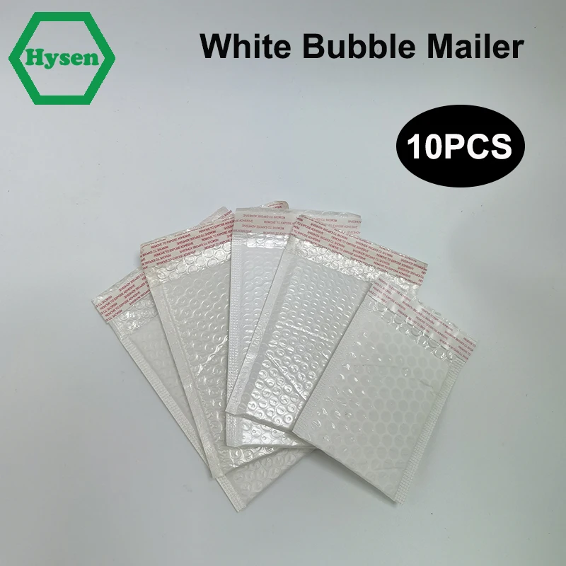 

Hysen 10Pcs Manufacturer Multiple Sizes White Color Waterproof Mailing Courier Mailer for Fragile Goods Bubble Bag