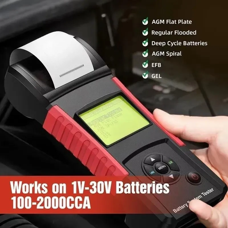 Portable BST-800 BST800 Car Battery Tester 12V 24V Load Tester & Charging System Test Printer Vehicle Tool